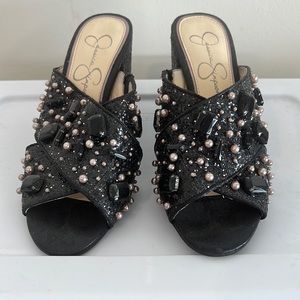 Lack rhinestone mules